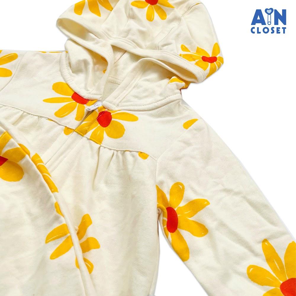 Bộ quần áo dài bé gái có nón họa tiết Hoa Dã Quỳ vàng thun da cá - AICDBGMW2OHU - AIN Closet