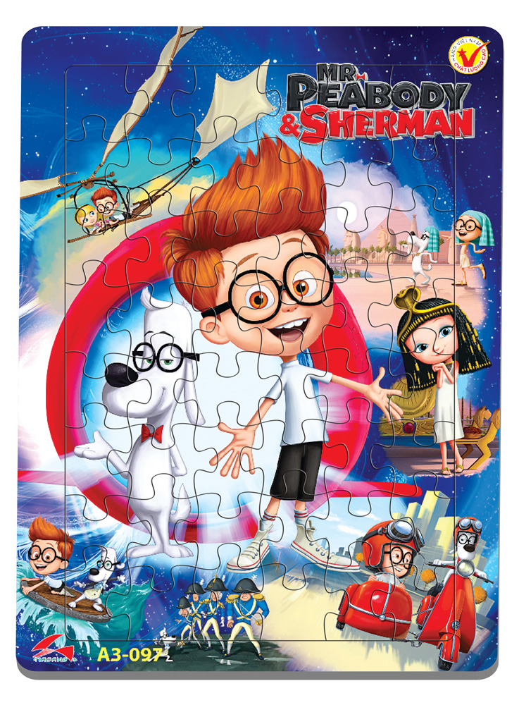 Xếp hình Tia Sáng Mr. Peabody &amp;amp; Sherman (48 Mảnh Ghép) - Tặng kèm câu đố mặt sau cho bé