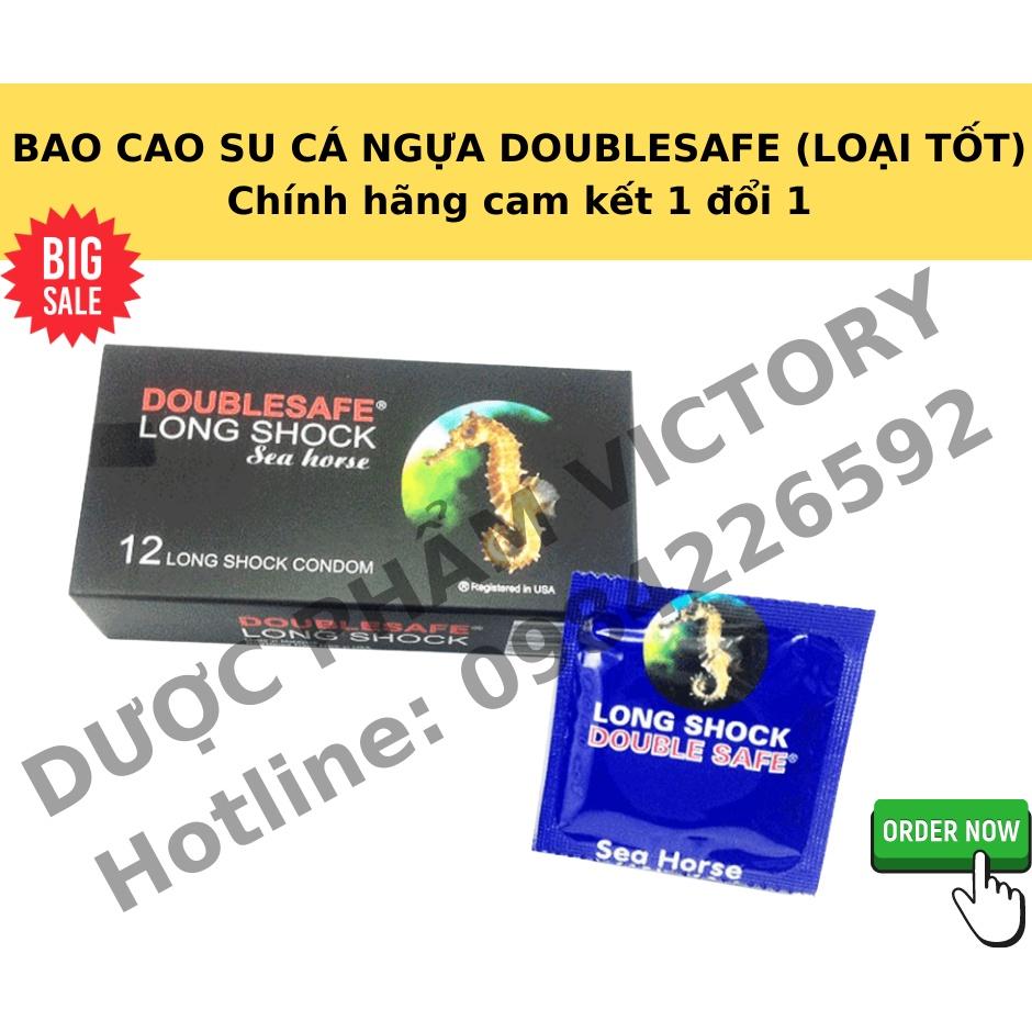 Bao Cao Su Cá Ngựa Double safe Sea Horse, Bcs Siêu mỏng Kéo dài thời gian (12 cái/hộp)