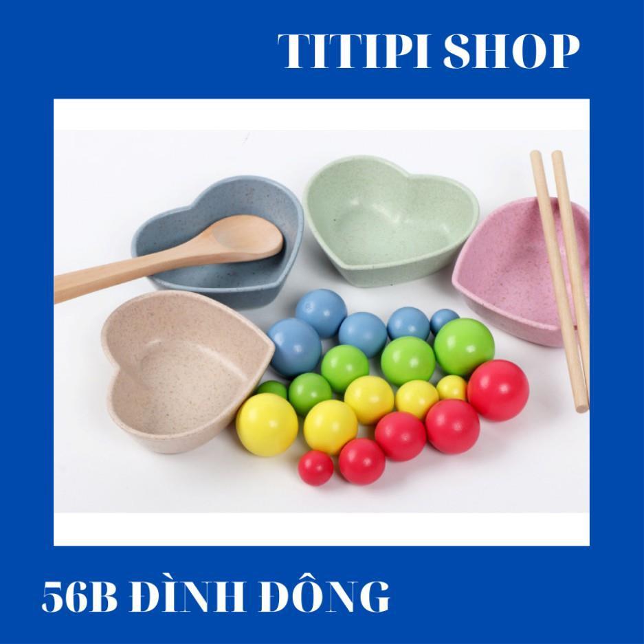 Siêu giảm giá Bộ gắp bi gỗ rèn vận động MONTESSORI bản Đẹp 155k còn 90k