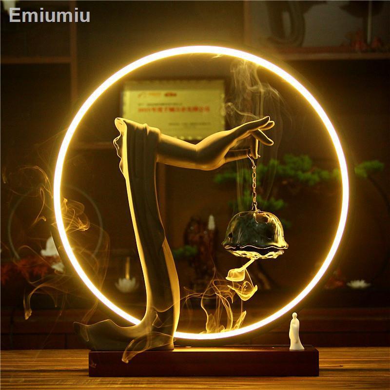 ☼Dòng chảy ngược Thắp hương Trang trí sáng tạo Lotus Zen Avalokitesvara Buddha Hand Home