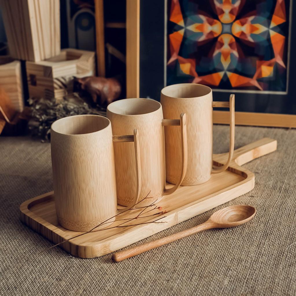 Ly tre có quai - Ly tre handmade - Bamboo cup