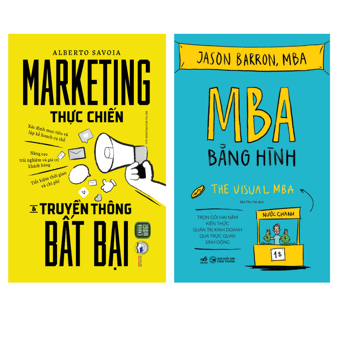 Combo 2 Cuốn Sách Kinh Tế Kinh Doanh: Marketing Thực Chiến &amp; Truyền Thông Bất Bại 1980 + MBA Bằng Hình - The Visual MBA