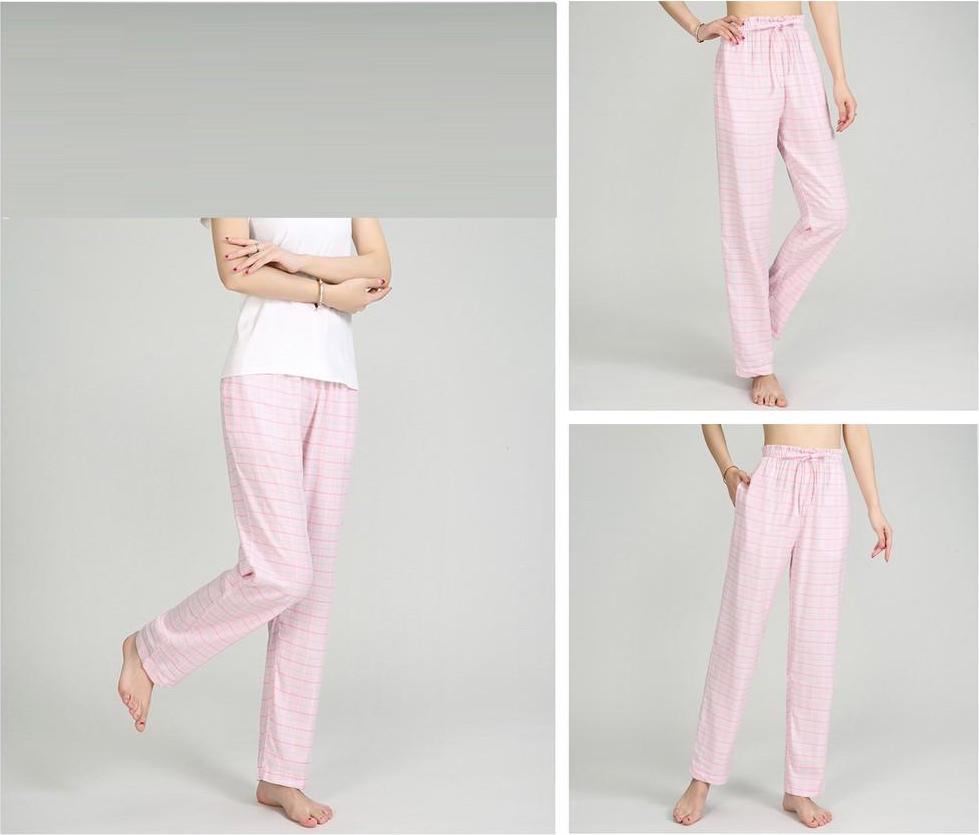 Quần mặc nhà cotton dáng suông kẻ sọc