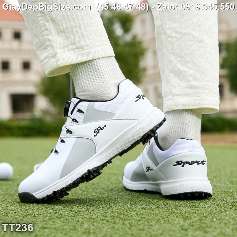 Giày chơi gôn, giầy tập Golf cỡ lớn 45 46 47 48 cho nam cao to chân ú bè. Big size golf shoes for wide feet