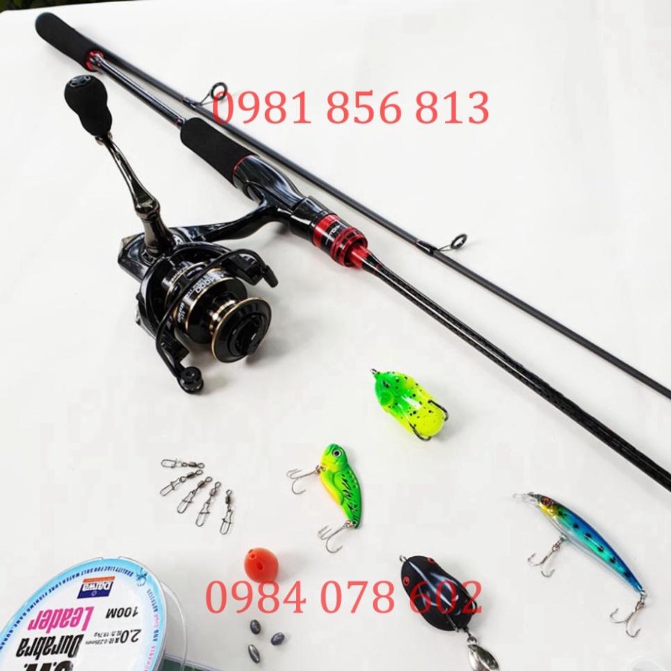 xả hàng sale Bộ cần câu cá lure máy đứng 1.68m - 1.8m - 2.1m - 2.4m + Máy kim loại + dây câu lure + hộp mồi lure B-lu-D0