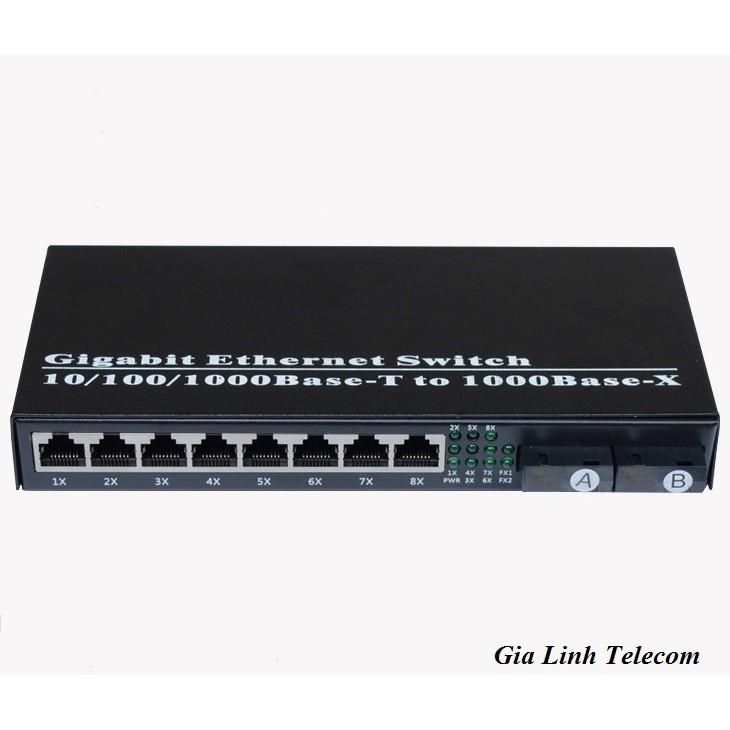 Bộ chuyển đổi quang điện 2 quang 8 LAN - Converter quang 1Gbps