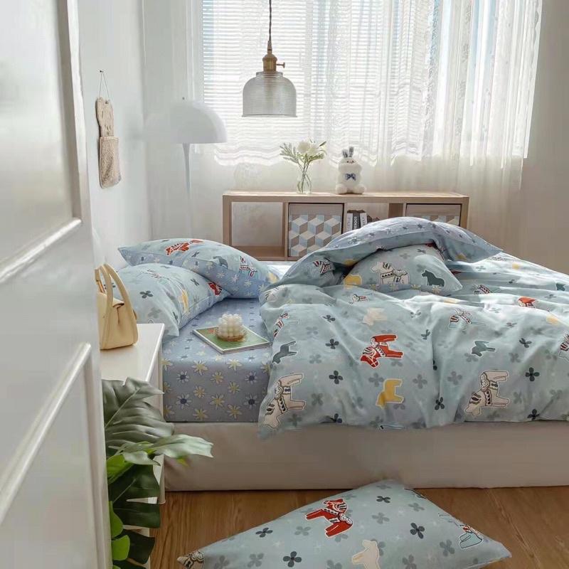 Set Ga Gối Cotton Living 100%cotton Hàng Nhập Khẩu Cao Cấp 4 Món Ngộ Nghĩnh