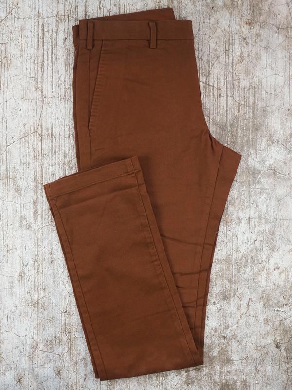 Quần Kaki Nam MEN Slim Fit Chino Flat Front Pants BROWN - SIZE 30-32