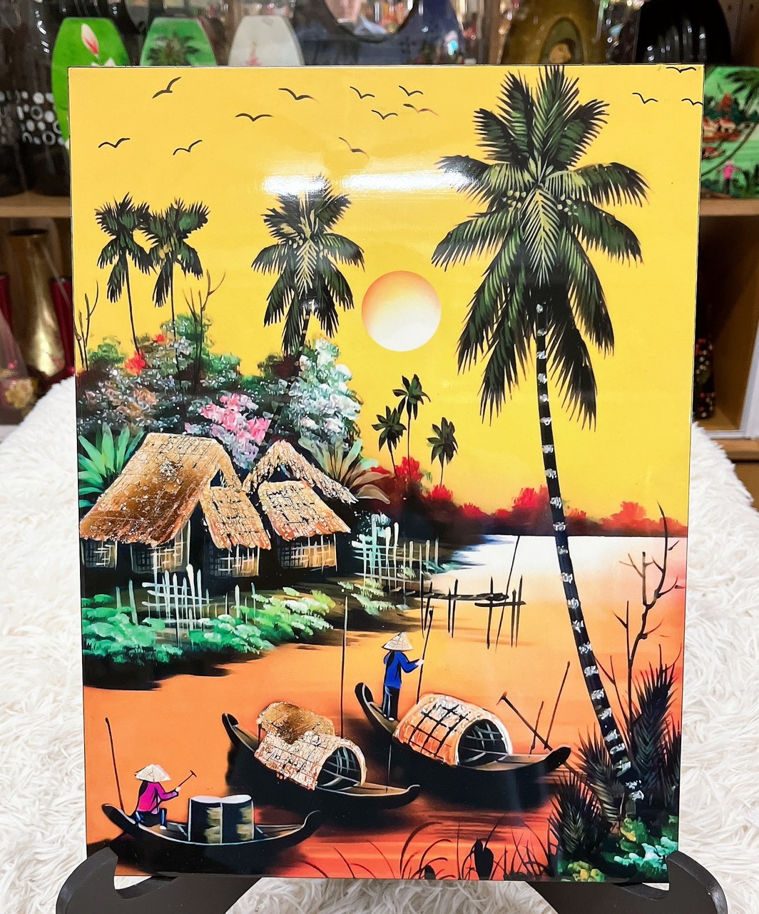 Tranh sơn mài - ĐỒNG QUÊ VIỆT NAM -Hàng xuất khẩu size 30x40 cm