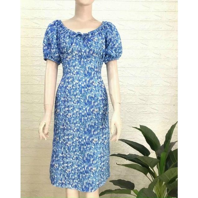 ĐẦM XÒE HỌA TIẾT XANH TRỄ VAI