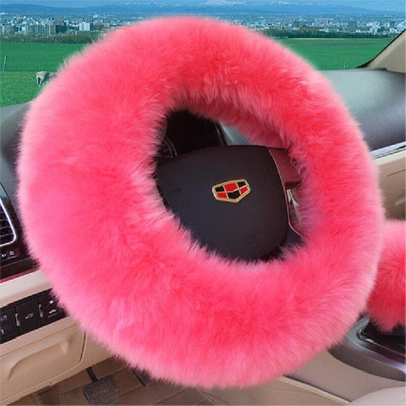 3Pcs Car Accessories Decoration Steering Wheel Cover + Handbrake Cover + Gear Shift Cover