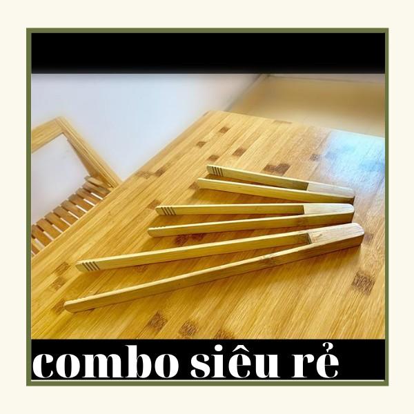 Combo kẹp chiên xào - nấu nướng gỗ tre cao cấp