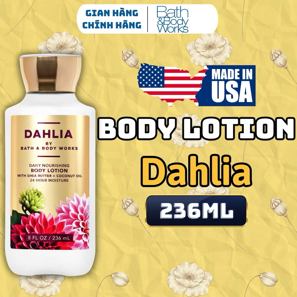 Body Mist Bath And Body Works Nam Nữ Chính Hãng Dahlia, Xịt Thơm Body Toàn Thân Hương Nước Hoa 236ml