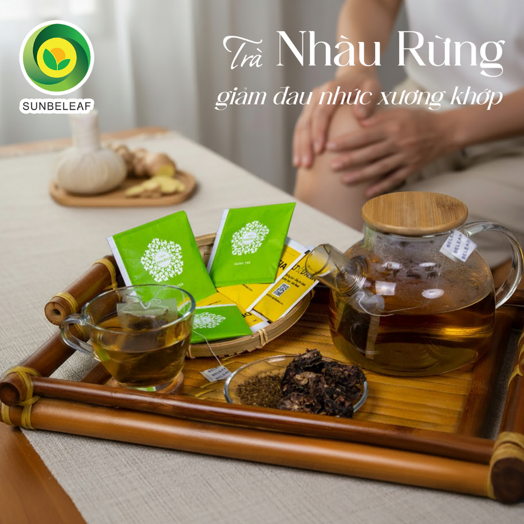 Trà Nhàu Rừng Sunbeleaf - Trà Thảo Mộc Giảm Đau Nhức Xương Khớp, Giảm Viêm, Đau Nhức Mãn Tính - Trà Túi Lọc Hộp 25 Gói
