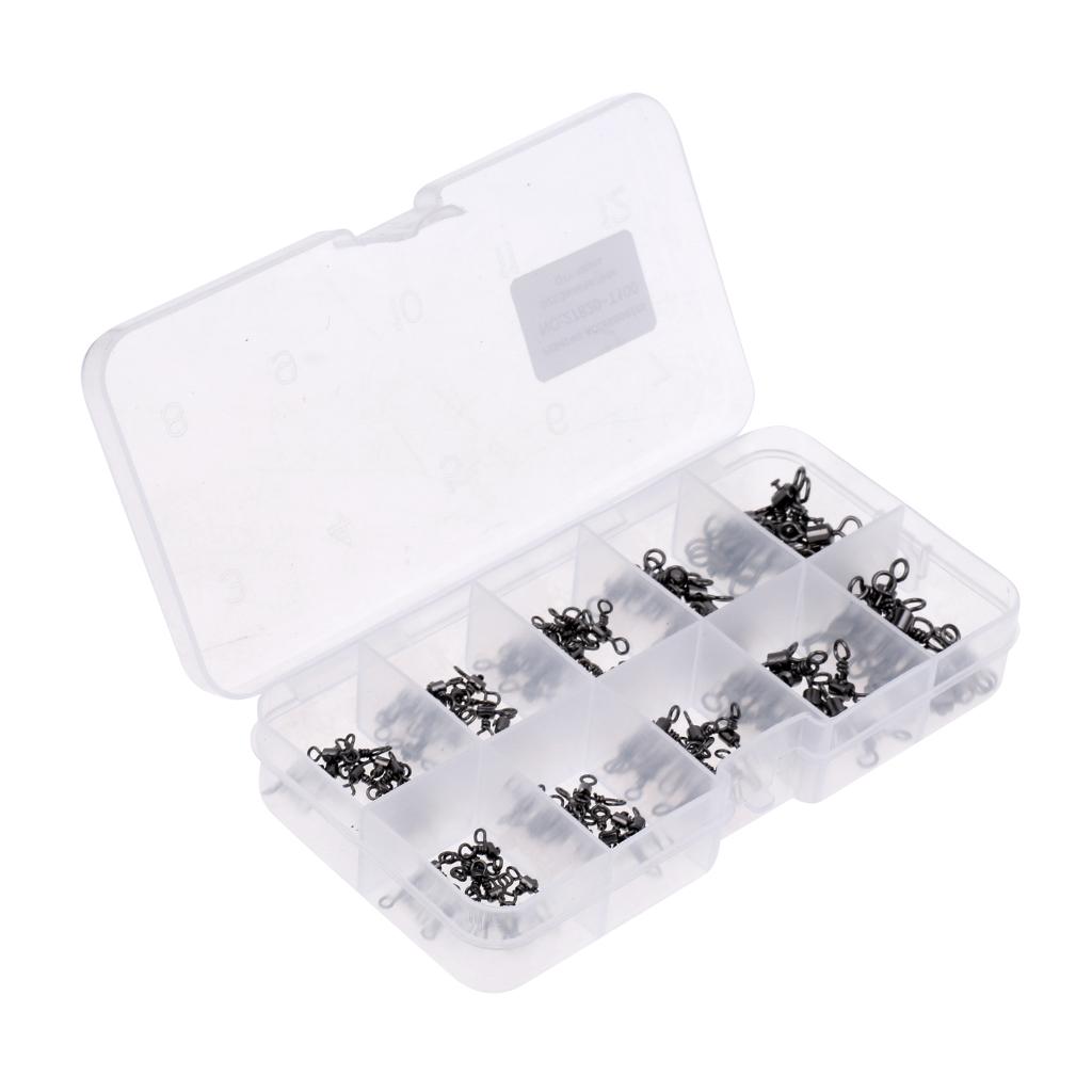 100Pcs/Box 3 Way Fishing Rolling Barrel Swivel Bearing Connector Solid Ring