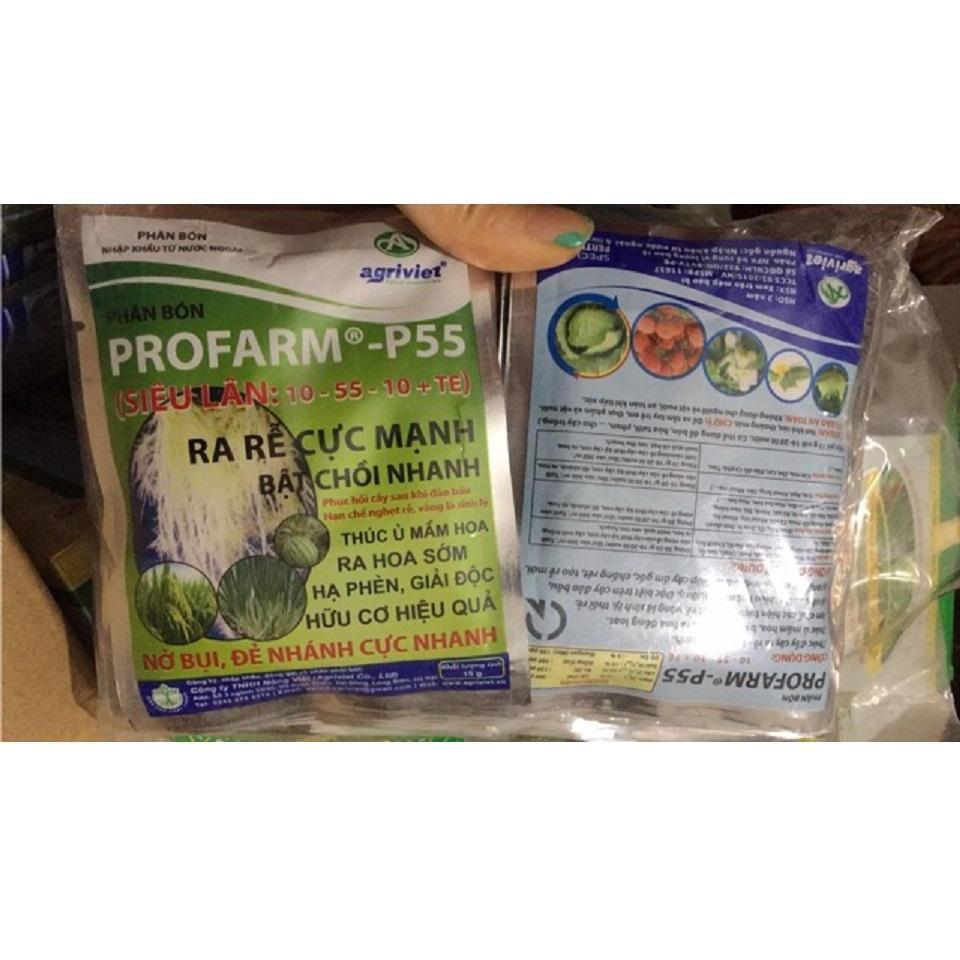 SIÊU LÂN PROFARM-P55 10-55-10+TE GÓI 15G - RA RỄ CỰC MẠNH, TRỔ HOA ĐỒNG ĐỀU