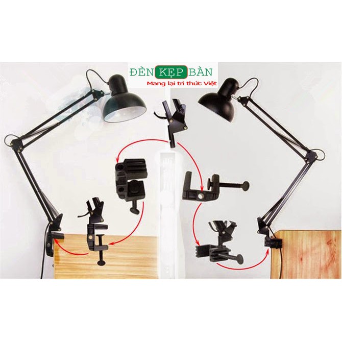 Đèn bàn kỹ thuật kiểu dáng PIXAR học tập, làm việc dài 80cm + tặng bóng led 7W Vàng