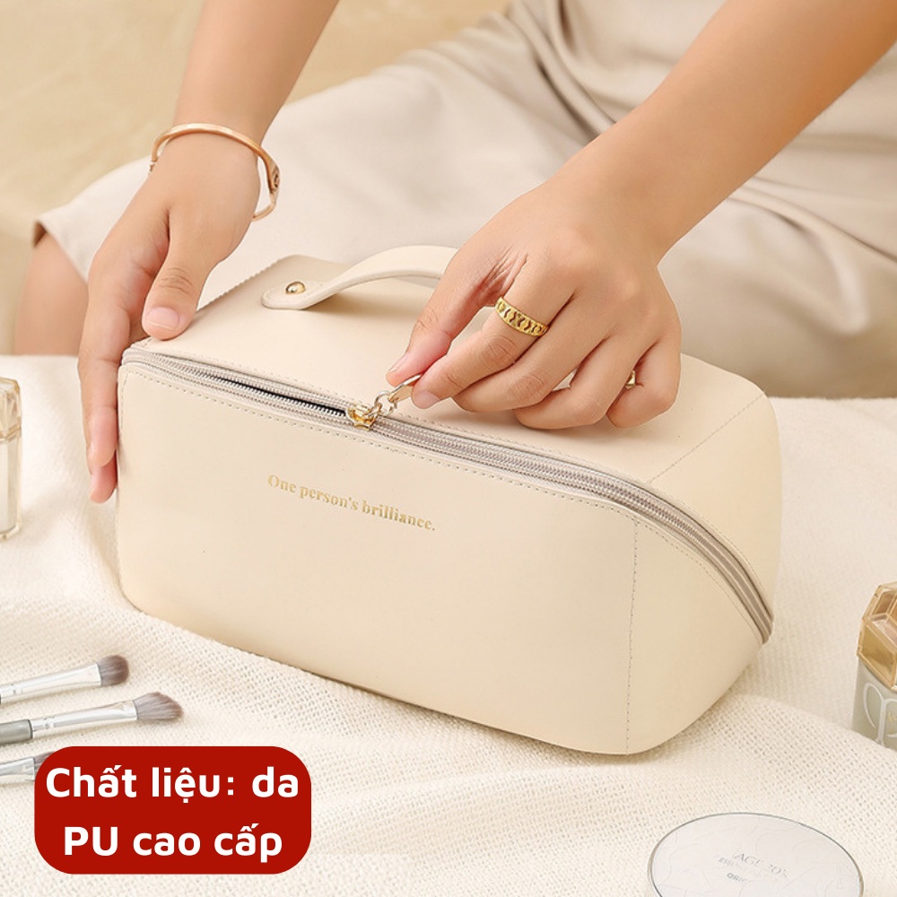 Túi Da Đựng Đồ Mỹ Phẩm Lớn,Túi Đựng Đồ Trang Điểm Cá Nhân Du Lịch Cao Cấp, Bền Đẹp Chắc Chắn - HÀNG CHÍNH HÃNG MINIIN