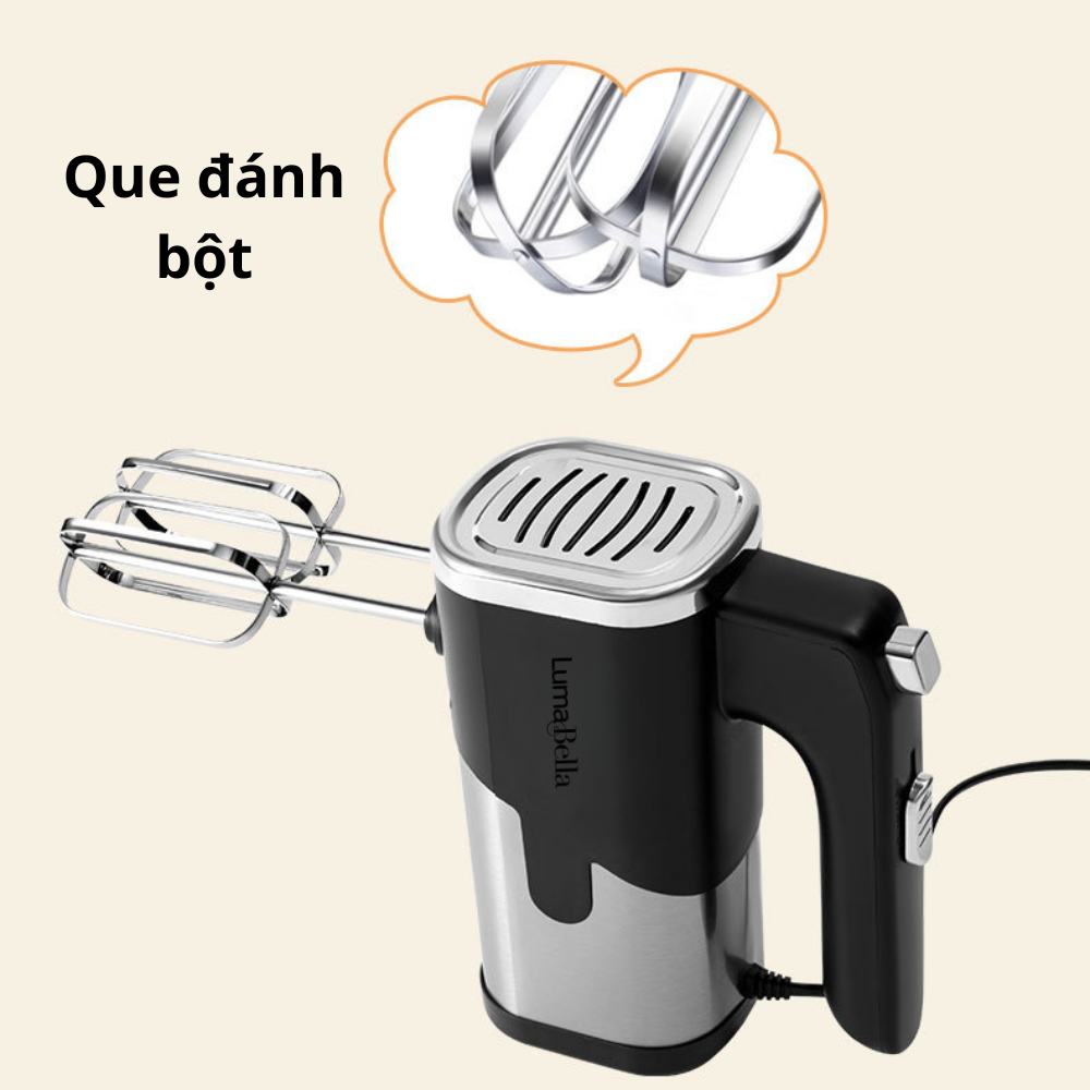 Máy đánh trứng cầm tay đánh được bột Lumabella LB-6621 công suất 200W, có 5 tốc độ điều chỉnh, dễ dùng [BẢO HÀNH 1 NĂM] - DELIYA HÀNG CHÍNH HÃNG