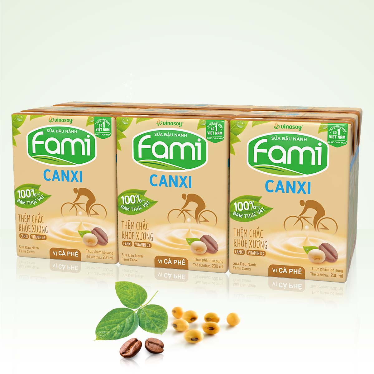 Thùng Sữa đậu nành Fami Canxi vị Cà Phê (200ml x 36 Hộp)