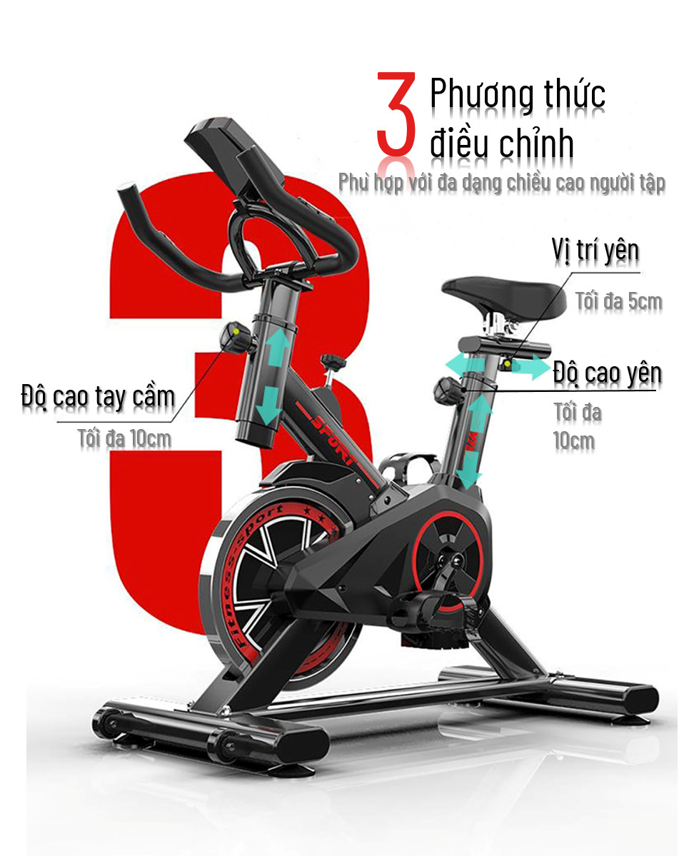 Xe đạp tập gym, xe đạp tập tại nhà loại 1 , xe đạp thể thao  dụng cụ tập gym tại nhà, bàn đạp kiểu lồng chân, yên xe và tay nắm có thể chỉnh độ cao, gọn gàng, không diện tích