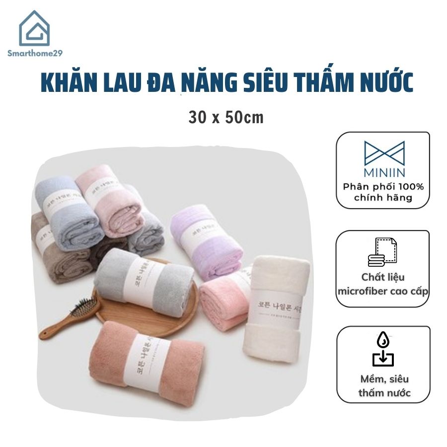 Khăn Mặt Lông Cừu Xuất Hàn MINIIN Siêu Mềm Mịn 50x30cm (Giao Màu Ngẫu Nhiên)