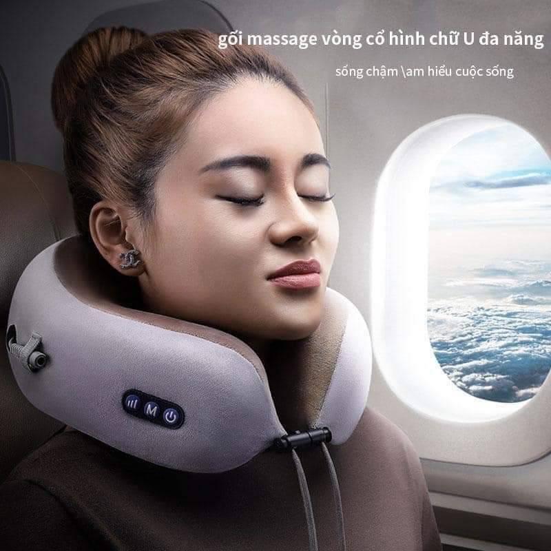 Gối massage cổ vai gáy U-shaped cao cấp công nghệ Nhật bản | Gối mát xa cổ hình chữ U