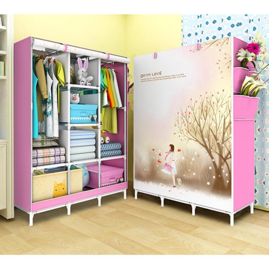 Tủ Vải 3 Buồng 8 Ngăn 3D Khung Inox