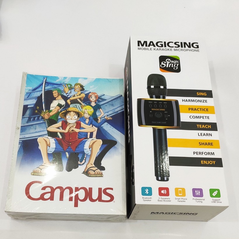 Micro Karaoke Magicsing - Hàng Chính Hãng kèm Lốc 5 Vở Ô Ly Campus B5 One Piece Legend - NB-BOPL200(200 Trang)