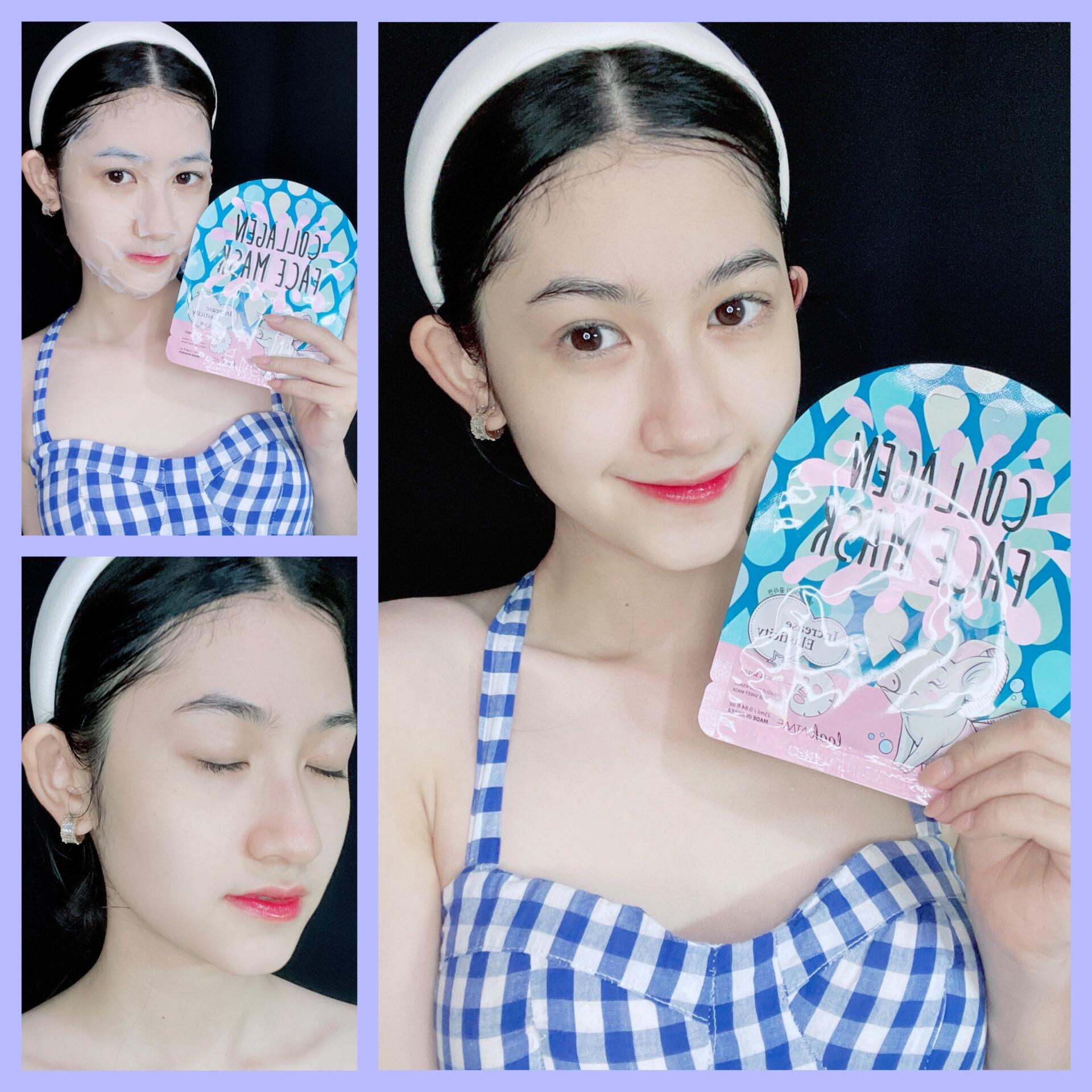 BỘ 10 MIẾNG ĐẮP MẶT NẠ DƯỠNG TRẮNG CHỐNG LÃO HÓA COLLAGEN HÀN QUỐC LOOKATME COLLAGEN FACE MASK 25ML