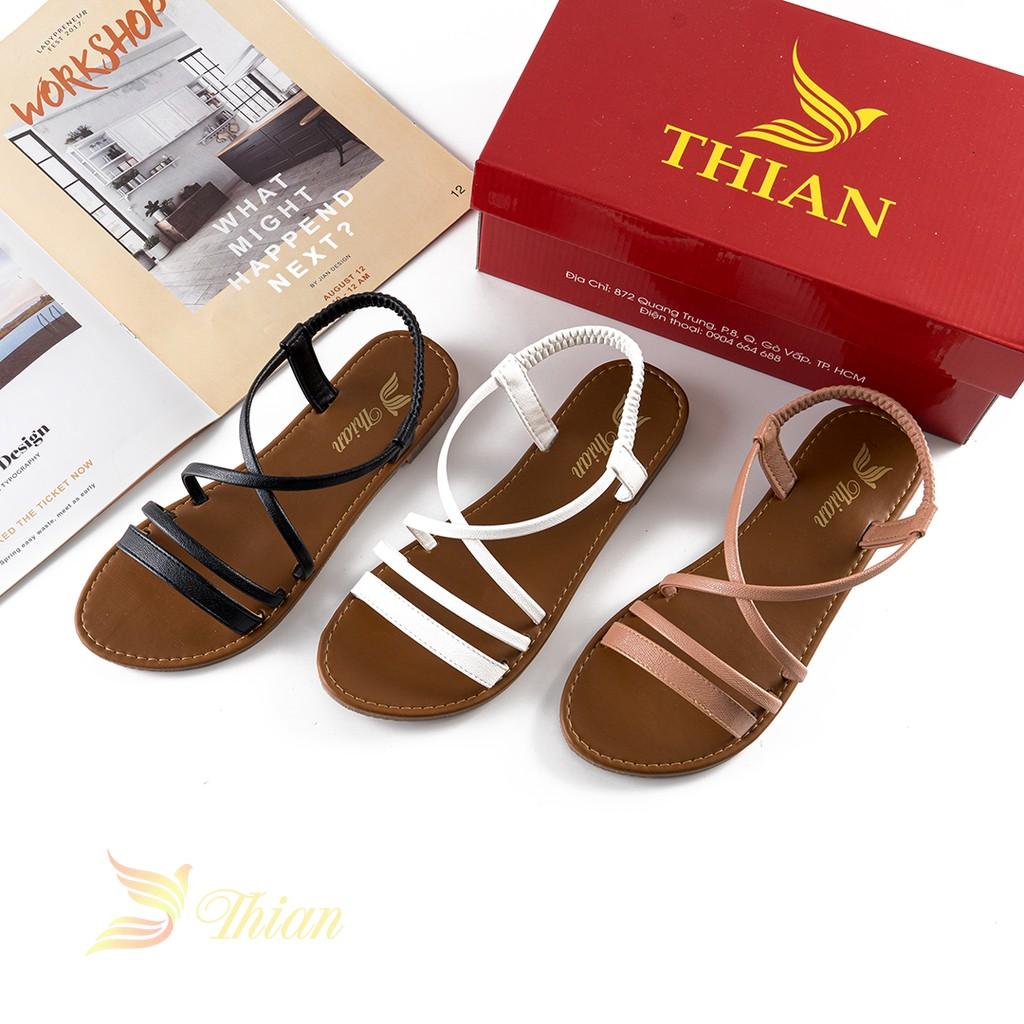 Sandal dây mảnh đế bằng 1 phân- hàng tiêu chuẩn VNXK với quai da mềm êm và bề mặt đế cao su họa tiết chống trơn trượt