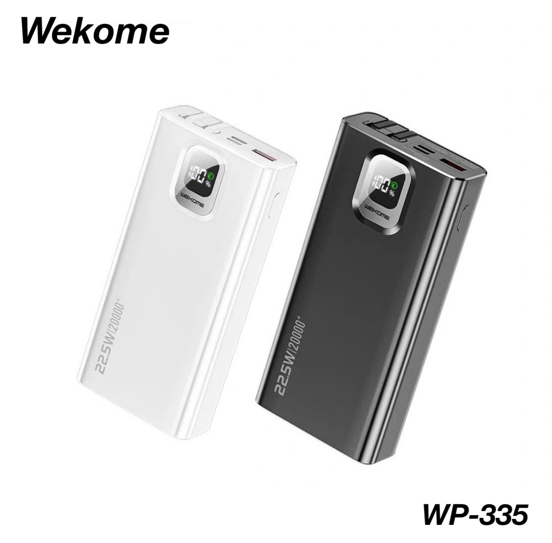 Sạc Dự Phòng Đa Năng 20.000mAh WEKOME WP-335 - Tích Hợp 2 Cáp Sạc Nhanh TypeC &amp; iP - Hỗ Trợ Sạc Nhanh Lên Đên 22,5W - Hàng Chính Hãng