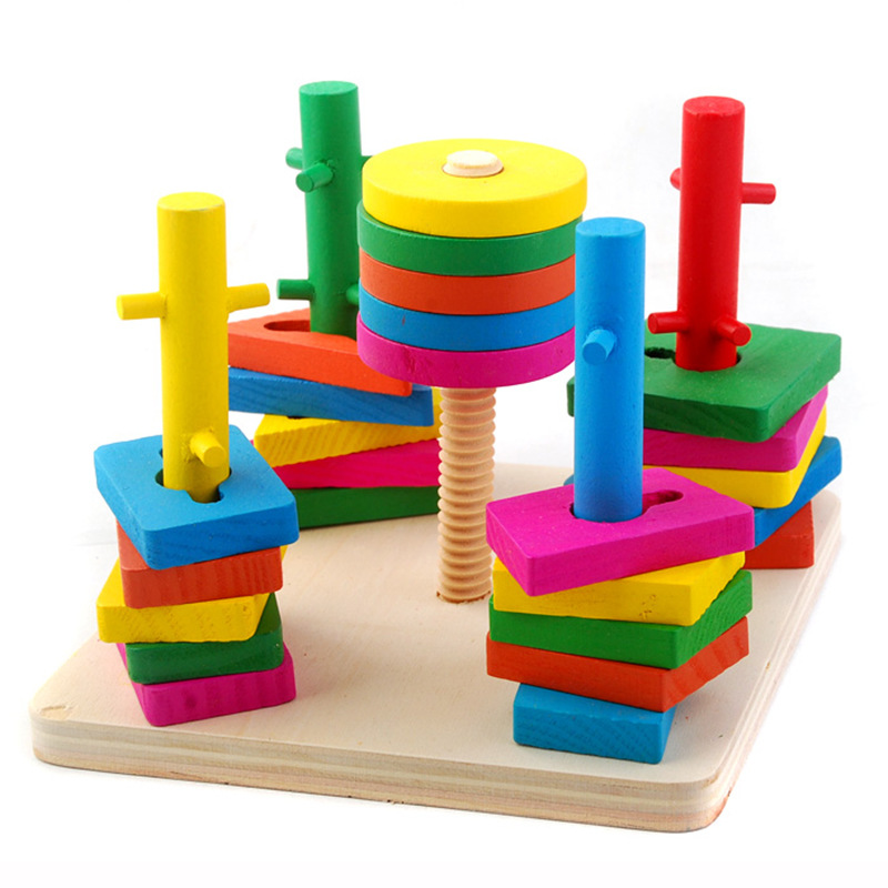 Đồ Chơi Giáo Dục Montessori Luyện Tay Luồn Cọc Size Lớn Bằng Gỗ An Toàn Cho Bé