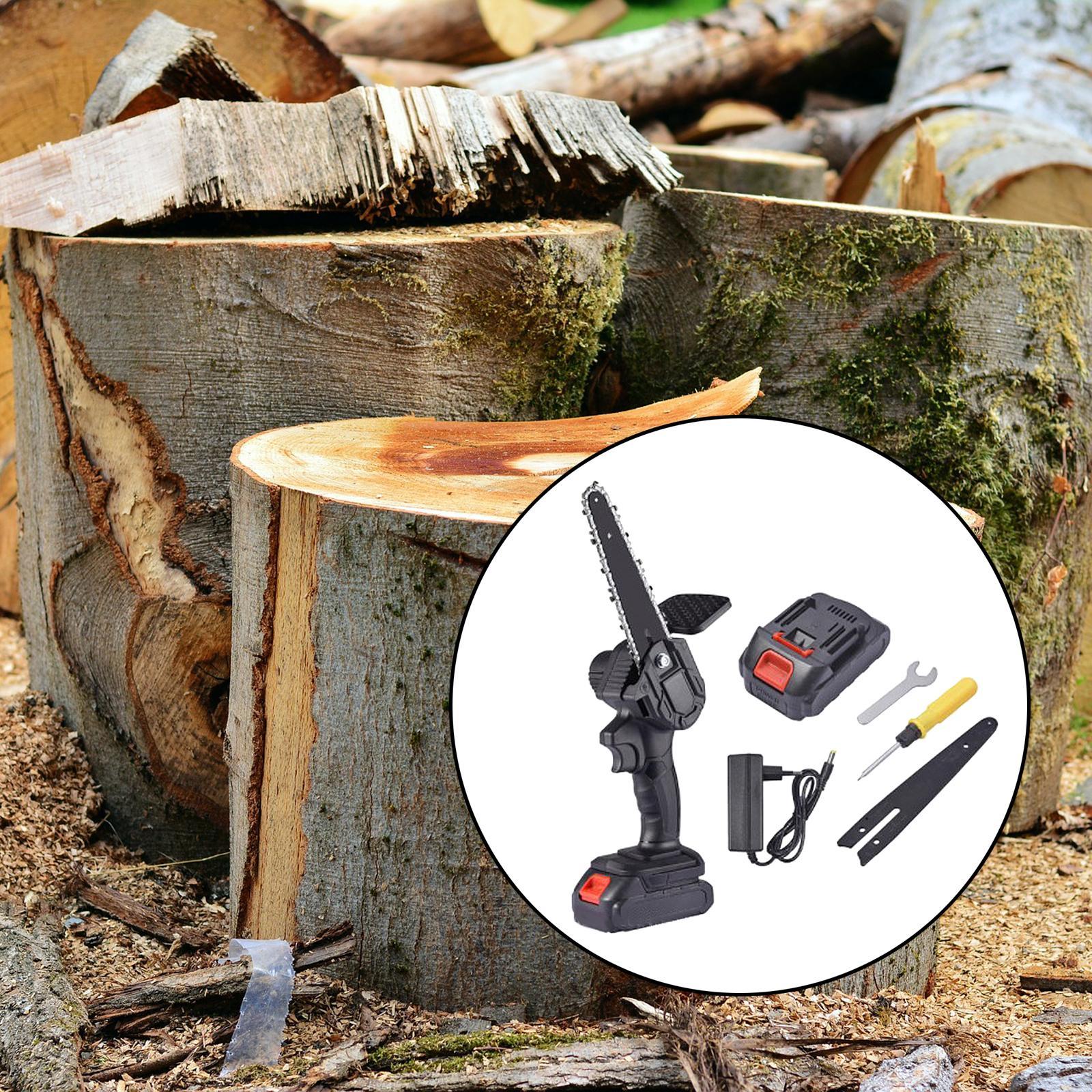 21V Electric Cordless 6inch Chainsaw Wood Cutter Mini Woodworking EU Plug