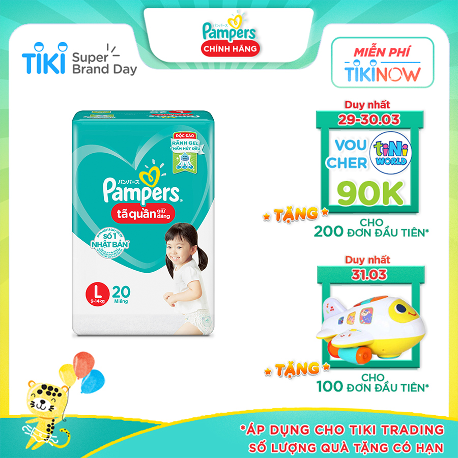 Tã Quần Pampers Giữ Dáng Mới Gói Trung L20 (20 Miếng)