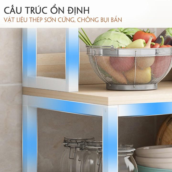 Kệ lò vi sóng, kệ nhà bếp đa năng ngang 80cm, kệ gỗ nhà bếp để lò vi sóng ngắn để đồ rộng thép sơn tĩnh điện cao cấp