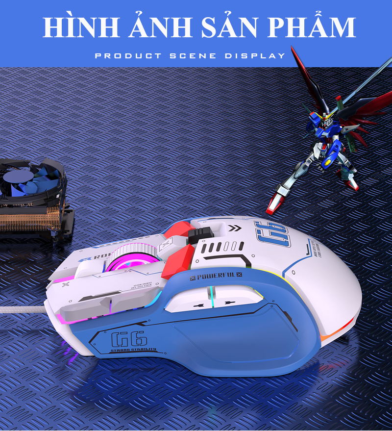 Chuột cơ chơi game G6S thiết kế robot cực ngầu với độ DPI lên đến 12800 kèm theo 13 chế độ đèn led RGB tùy chỉnh phù hợp cho các game thủ