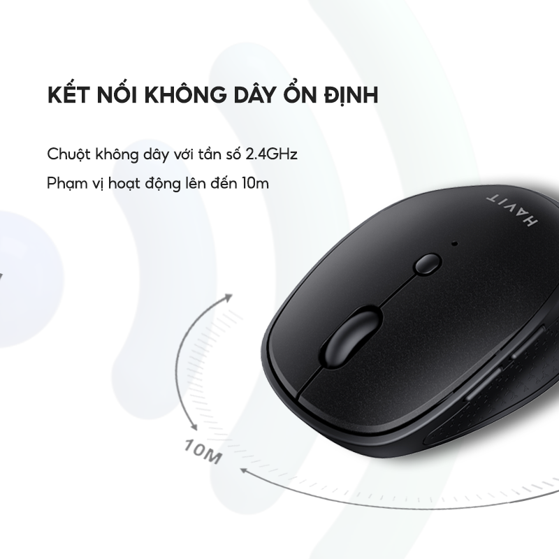 Chuột Không Dây HAVIT MS76, Thiết Kế Công Thái Học, 3 DPI + 6 Nút Chỉnh, Tuổi Thọ 3Tr Lần Nhấn - Hàng Chính Hãng (Xanh)