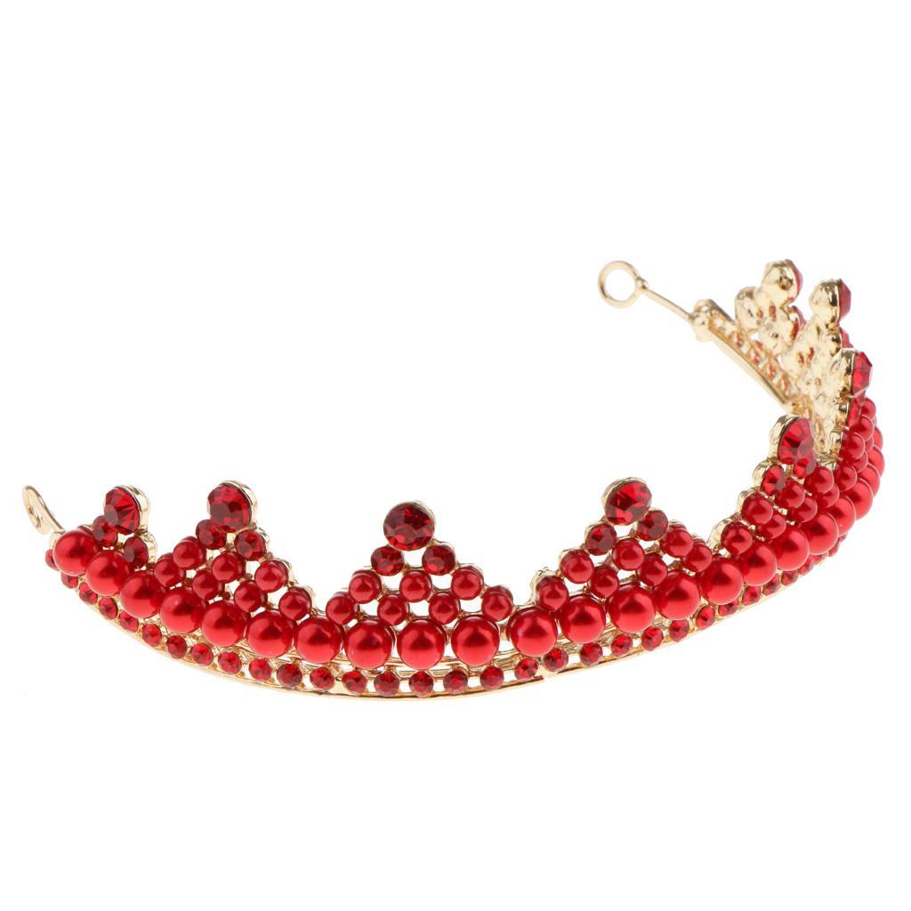 Wedding Bridal Pearls Crown Headband Earrings Girls Woman Party Jewelry Set