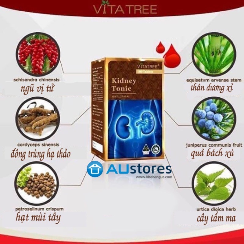 Viên uống bổ thận Vitatree kidney tonic, hộp 100v, nhập khẩu Úc