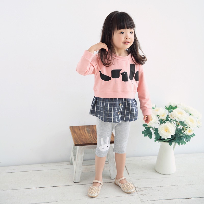 (Hàng đẹp video) Quần legging lửng quần thun lửng cotton quần ngố bé gái 2-8 tuổi chú thỏ chất siêu nhẹ mát