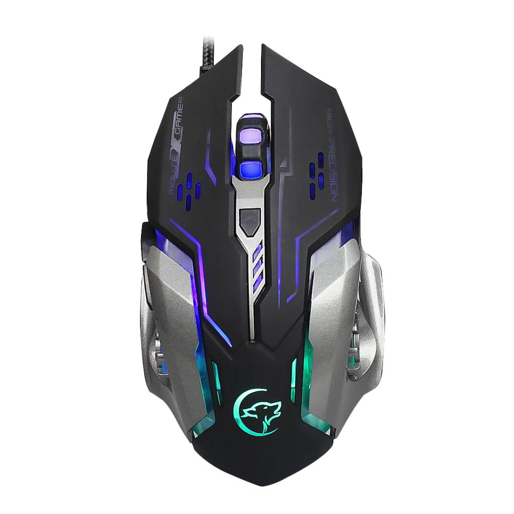 USB Wired Mouse Gaming Mice, 6 Buttons LED Backlit Colorful Light, with Scroll