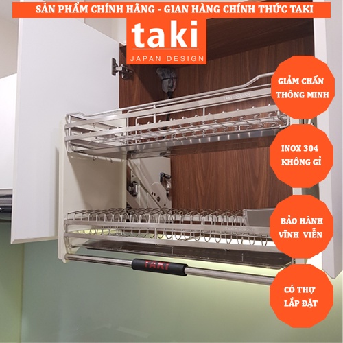 Kệ Chén Nâng Hạ TAKI INOX 304, Kệ Chén Thông Minh, Kệ Nâng Hạ - Bảo Hành Vĩnh Viễn INOX