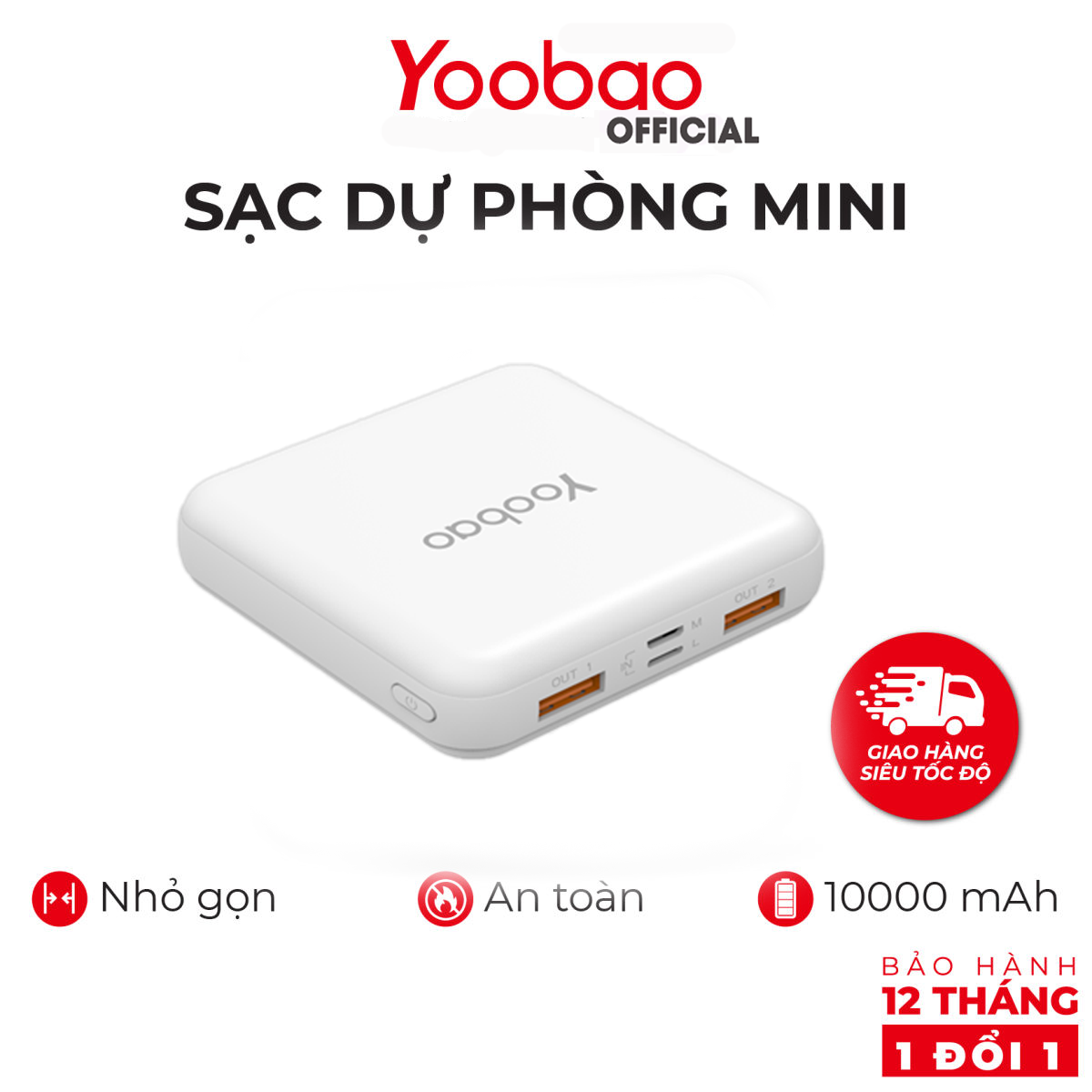 [HÀNG CHÍNH HÃNG] Sạc Dự Phòng Yoobao M4 Mini 10000mAh Pin Li-Polymer Cho điện Thoại, Máy Tính Bảng- Nhỏ gọn, tinh tế - màu xanh