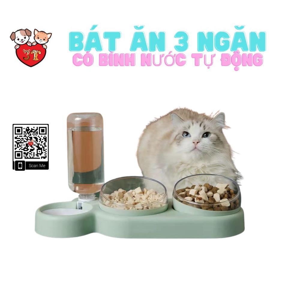 Bát ăn 3 ngăn có bình nước tự động dành cho thú cưng