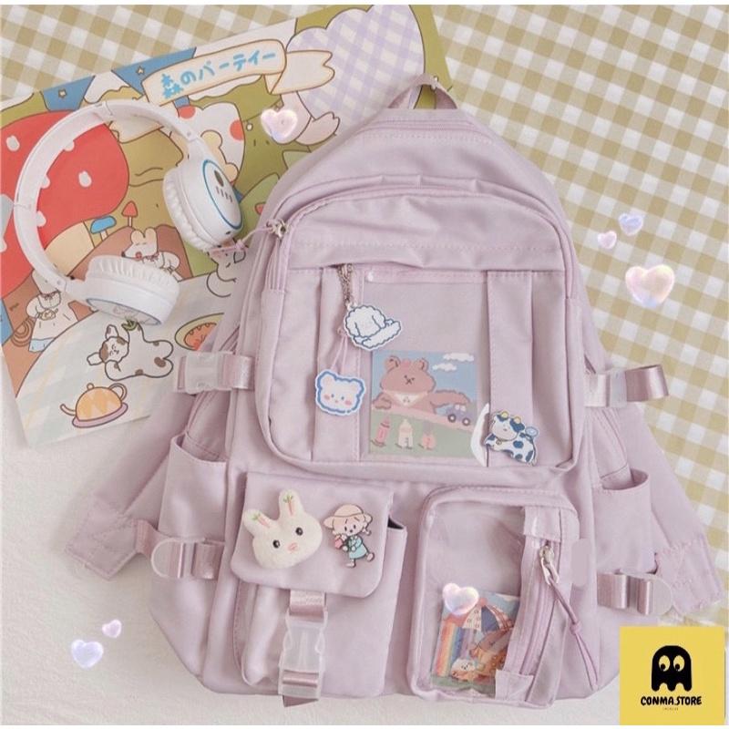 Balo Ulzzang đi học 4 màu xinh xẻo HÀNG CÓ SẴN 2 túi trong dài