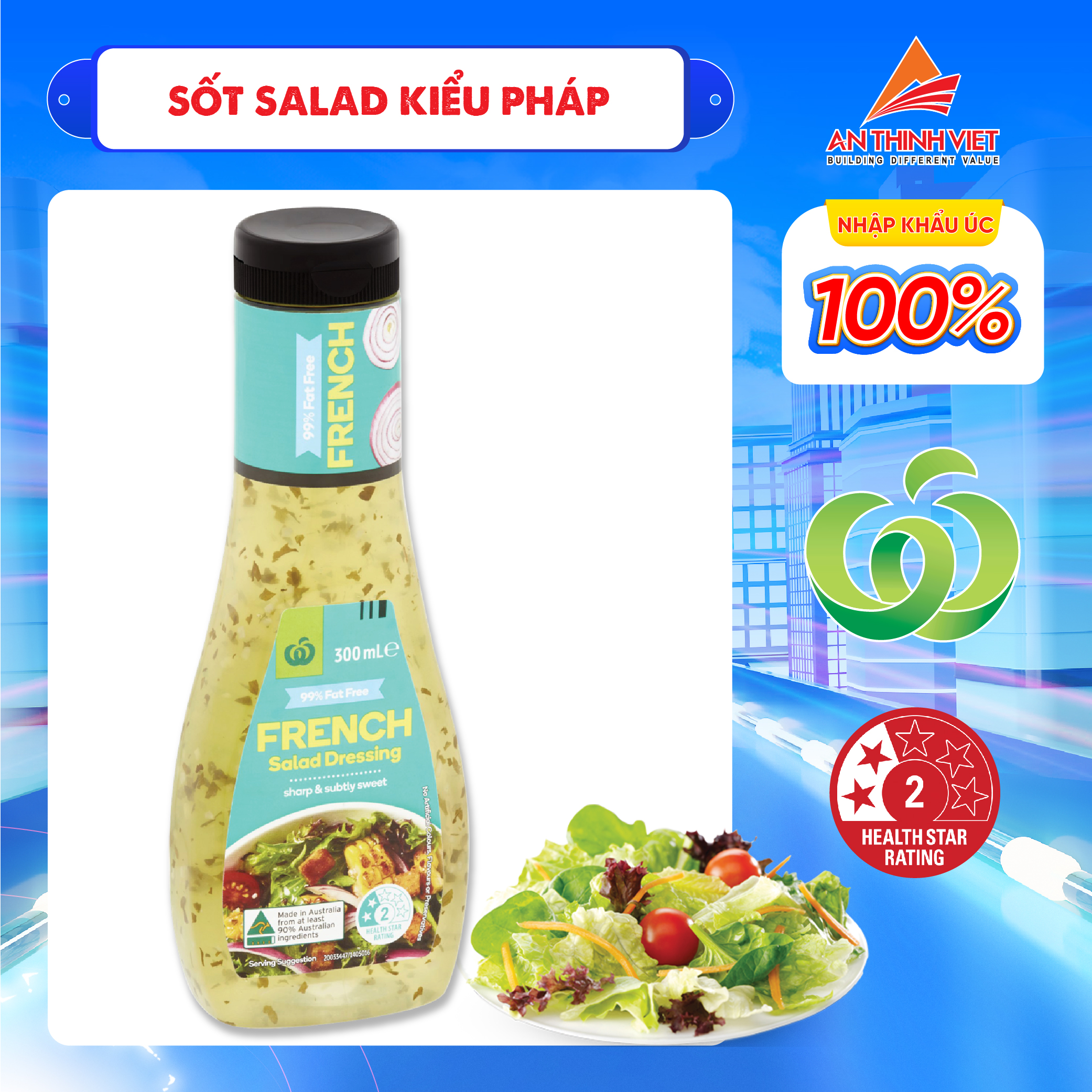 Sốt Salad Kiểu Pháp - Woolworths French Salad Dressing 99% Fat Free 300mI