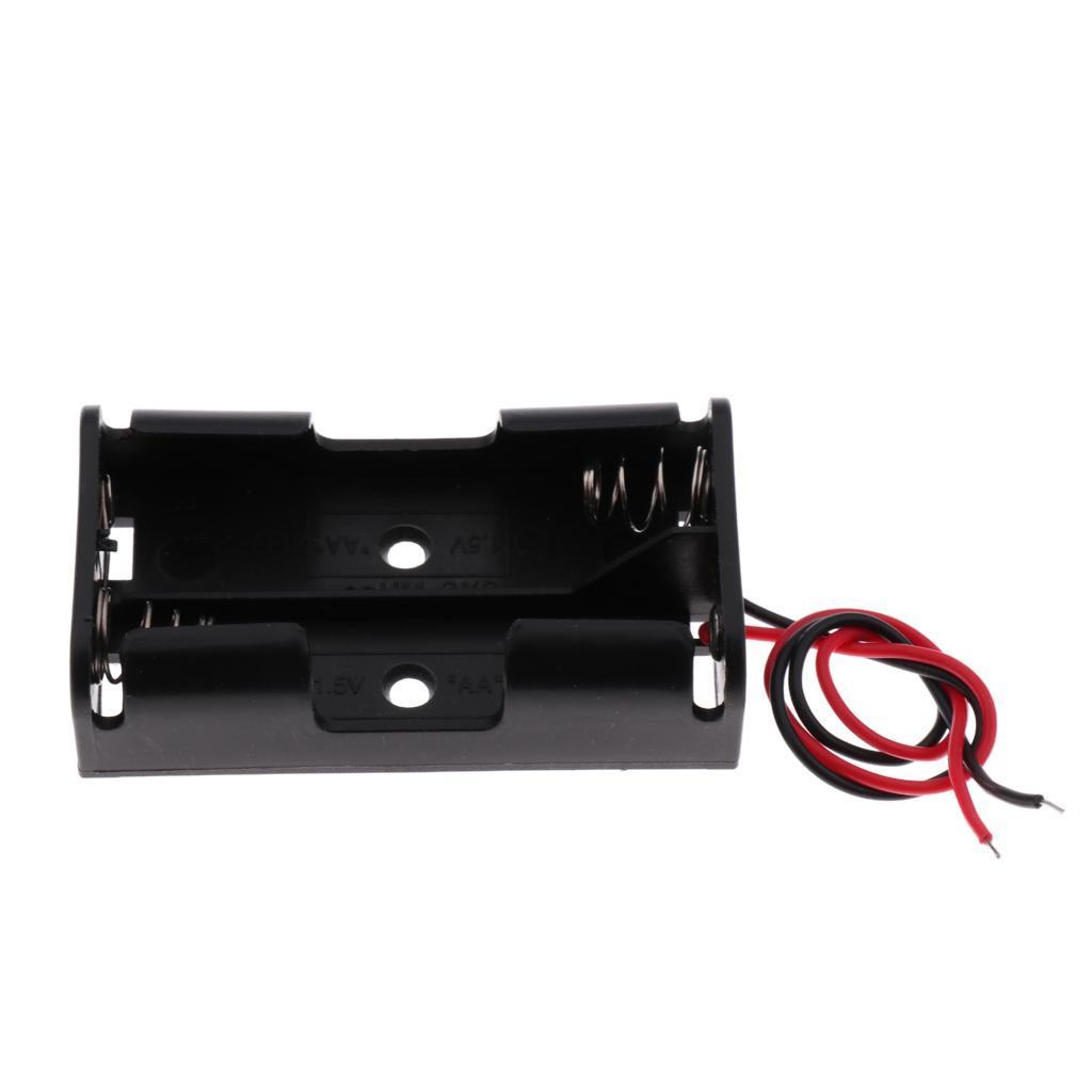 10x Plastic Battery Holder Box Storage Case Set with Wire for AA Battery