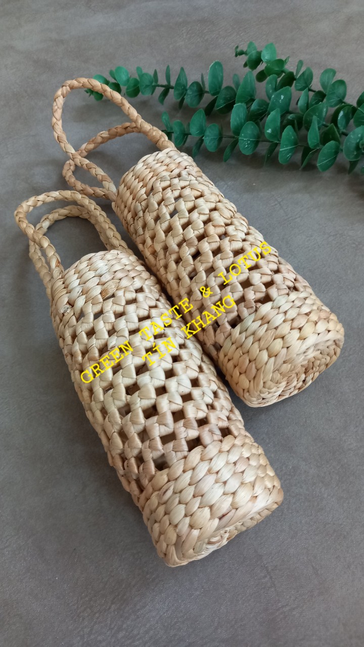 Túi Đựng Bình Nước, Bình Giữ Nhiệt được Đan Thủ Công Mỹ Nghệ Bền Đẹp, Tiện Ích, Túi Xách Lục Bình-TDBNLBLTK02-01